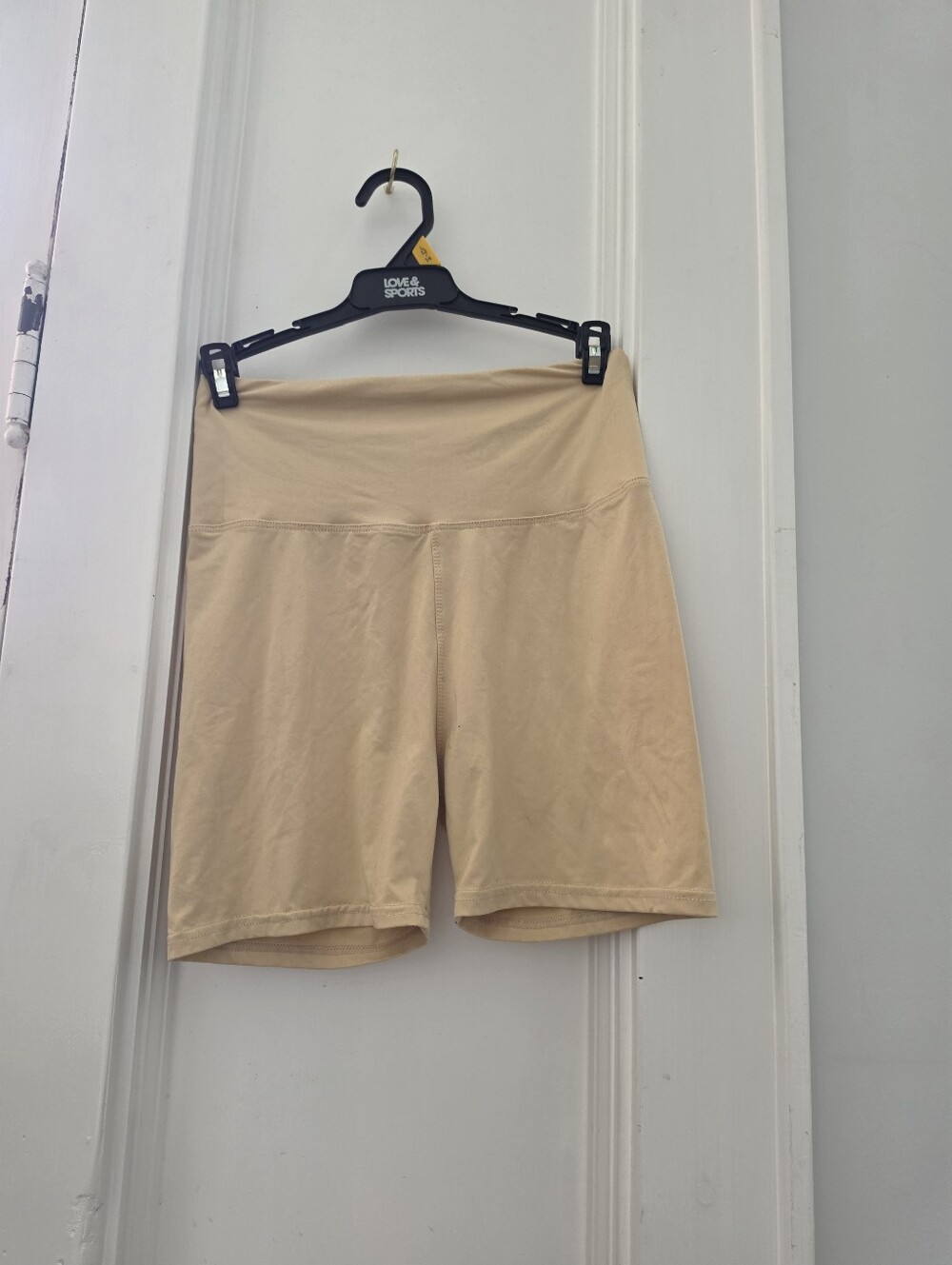 Women's High-Waist Beige Bike Shorts